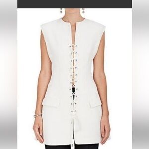 Derek Lam Ivory Lace-Up Sleeveless Top